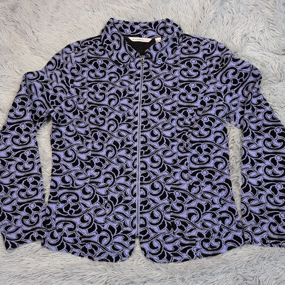 Isaac Mizrahi Jacket Womens S Purple Paisley Pockets‎ Zip Up Comfort Lightweight